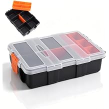 Small Tool Box, Two Layer Hardware Organizers Multi Compartmsent Storage Box Plastic Hardware Tools Case for Nuts, Bolts, Screws, Nails