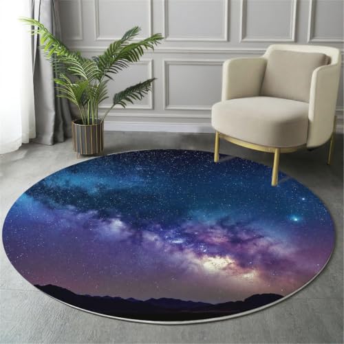 Tapis rond paysages naturels bleu-violet pour créer un coin nuit étoilé dans la nurserie - 2