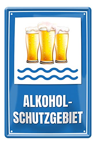 Alkohol Schutzgebiet Blechschild - Retro Deko Metallschild - lustiges Bier Schild - witzige Wanddeko für Kellerbar Kneipe Pub Partyraum - Geschenkidee für Biertrinker und Genießer - 20x30cm