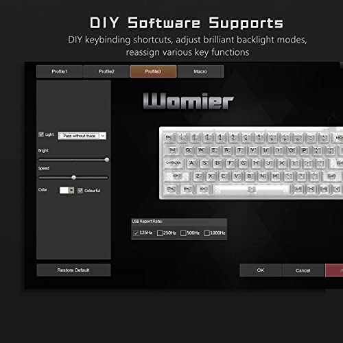 Womier 60% Percent Keyboard Mechanical, Hot Swappable Gaming Keyboard With Stand-Alone Arrow/Control Keys, Rgb Backlit Transparent Keyboard For Windows And Mac - K68 Pro, Crystal Switch #TOP4