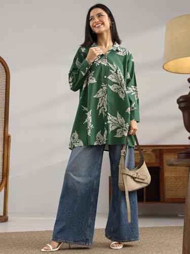 Image of Libas Printed Cotton A Line Kurti Suit