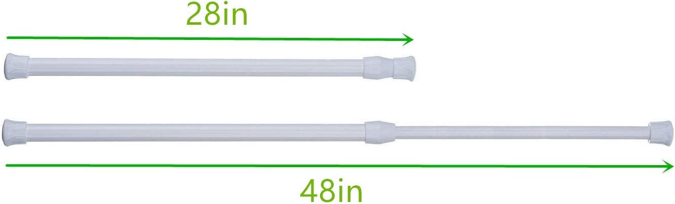 View 1 of 2 Pack Tension Rods, 28-48 Inches Adjustable Spring Steel Cupboard Bars Tension Curtain Rod shower Rod Closet Rod Tensions Rod Extendable Width