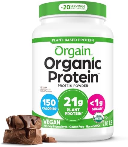 Orgain Organic Vegan 21g Protein Powder, Creamy Chocolate Fudge, ...