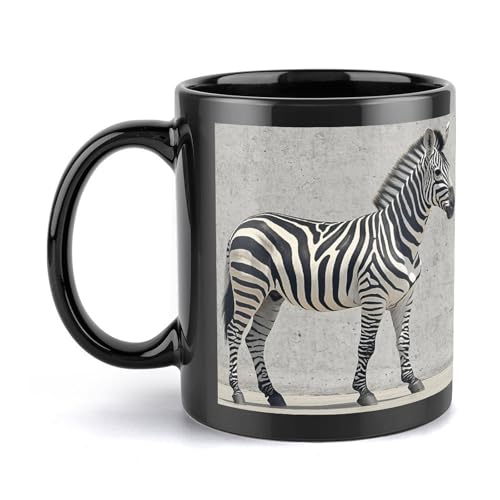 Image of VstaDank Zebra on The Wall Mug for Men Women 12 Oz Classic Ceramic Coffee Cup Personalized Black Mugs Large Tea Cup with Handle Novelty Cute Travel Mug Gifts for Office Home Decor