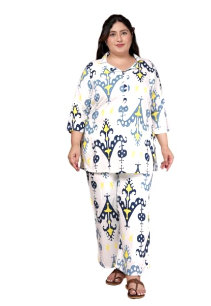 kalavisha Women's Printed Rayon Co-ord Set, V-Neck Tunic with Palazzo Pants Top Set, Extra Plus Size 4XL 5XL 6XL-picture-31