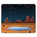 Produktbild Oasis-Mausunterlage,Illustration Von Arizona-Landschaft Am Nachtteich Und EIN Sternenklarer Himmel,Rutschfestes Gummimousepad des Rechtecks,Dunkles Nachtblau Und
