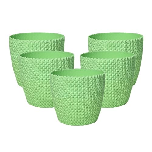 Image of Gamla for Home Decoration Capri Round Plastic Pots for Lawn | Terrace and Home Garden | Planters Flower Pot for Outdoor and Indoor Garden | Pots for Garden Plants | Set of 5