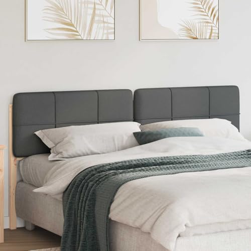 Runheo Cabecero tapizado para cama, madera maciza de pino, marrón gris claro, 205,5 cm de ancho, duradero, fácil de limpiar