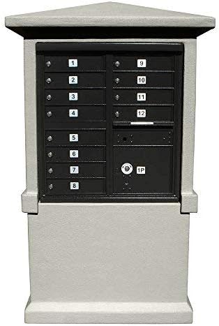 Estateview Stucco CBU Mailbox Center - Tall Pedestal - Non-Painted