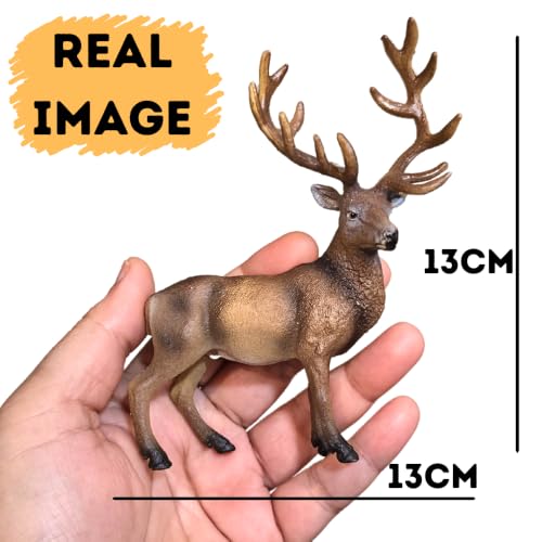 Image of FUNFOB Deer Toy Figure Height -13cm Deer Statue for Kids & Adults PVC Multicolour | Animal- de er