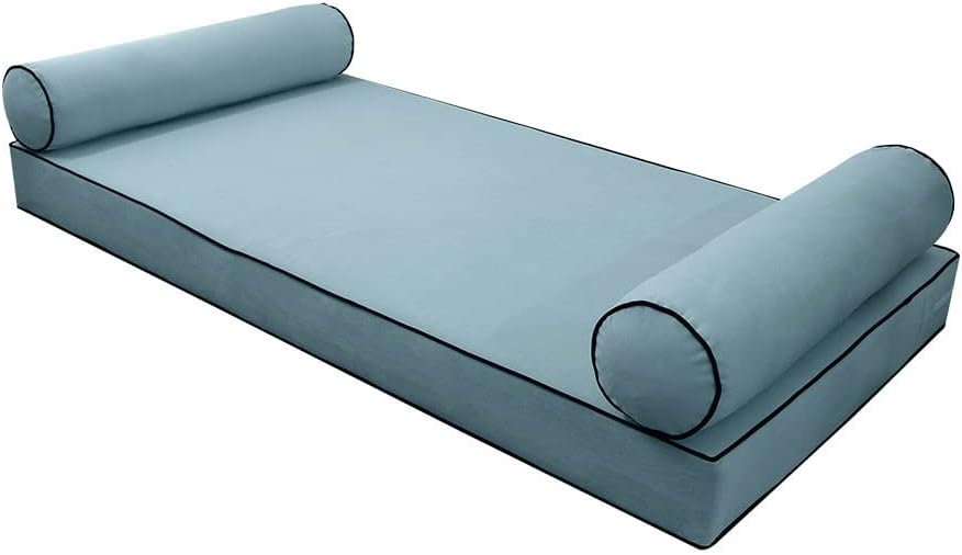 Prolinemax Style V5 Twin-XL Size Contrast Pipe Velvet Indoor Daybed Mattress Bolster Pillow Complete Set AD355