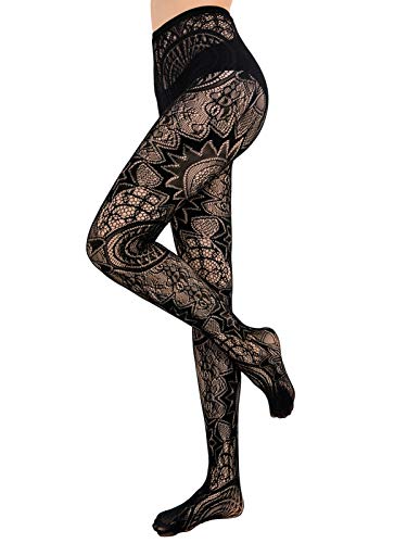 Image of HONENNA Patterned Fishnets Tights Black Pantyhose Stockings for Women, 1-6 Pairs