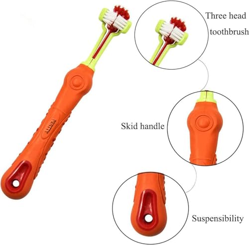 Image of Orgrimmar 8 Pcs 3-Sided Pet Toothbrush Dog Cat Mouth Dental Teeth Care | Pet Brush for Bad Breath Tartar Cleaning