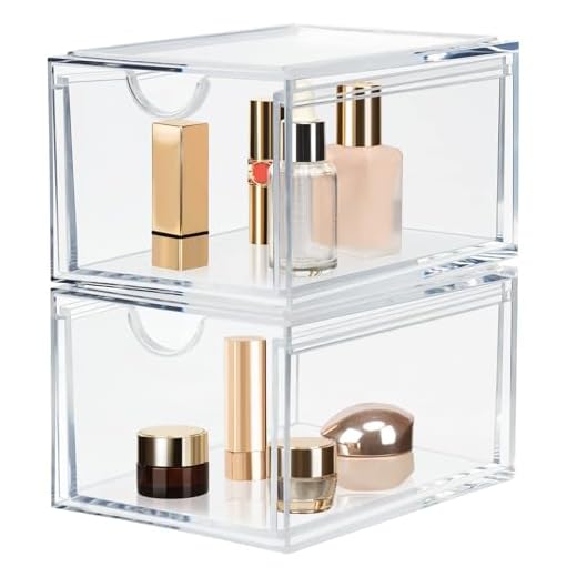 Lilezbox Stapelbare Kosmetik-Organizer-Schubladen, transparente Schreibtisch-Schubladen-Aufbewahrungsbox, 2 Stück