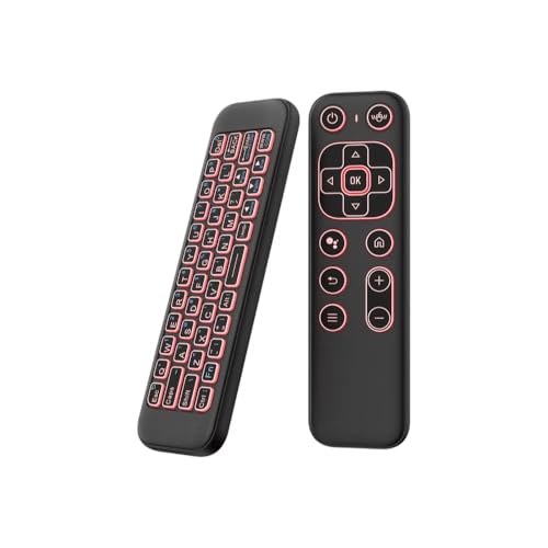 iPazzPort Mini Air Mouse Remote Keyboard with 7-Color Backlight for Android TV Box, Smart TV, HTPC, Projector; Rechargeable Dual-Mode Universal Controller for Couch Browsing