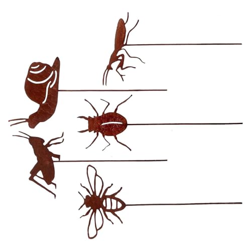 LLINthy Decoración de animales de metal para exteriores, hecha a mano, estacas de hierro oxidado, arte de jardín, materiales reciclados, esculturas, estilos vintage, arte animal de metal