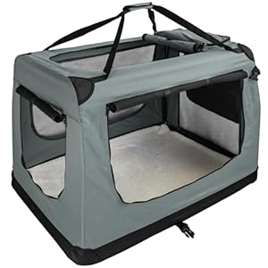 Faltbare Hundebox XXL - 90 x 60 x 65 cm Transporttasche Transportbox Auto Katze Hunde Kaninchen Dunkelgrau Große Kleine Box Bag Klein Auto Tasche Transport Petigi