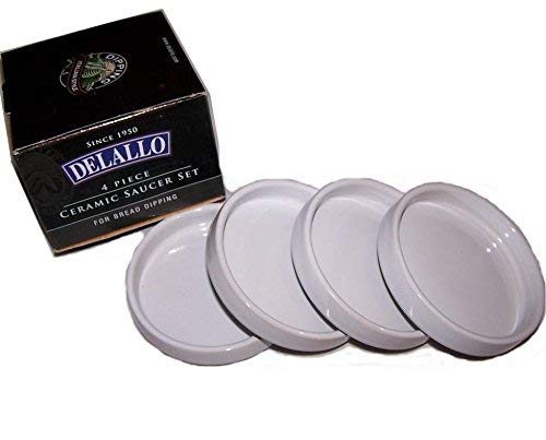 Detallo B004UCC0IE Delallo-4 Piece Ceramic Saucer Set for Bread Dipping, 1, White