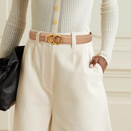 Image of Aurolran Women's Leather Belt with Buckle - Ideal for Dresses, Jeans, and Coats