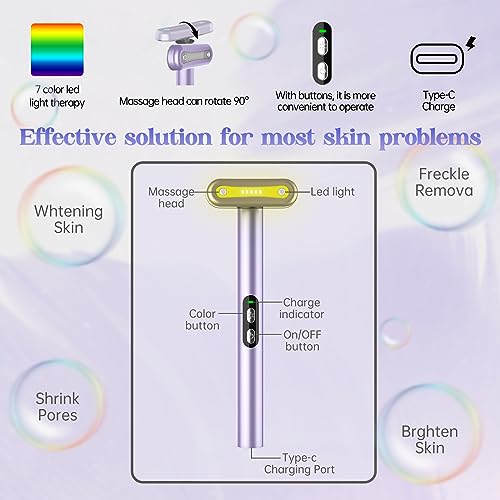 Light-Therapy-Wand, Red Light Therapy for Face and Neck Facial Wand 7 in 1 Led Beauty Wand Red & Blue Rejuvenation Face & Eye Massager Skincare Tool - Thumbnail 5