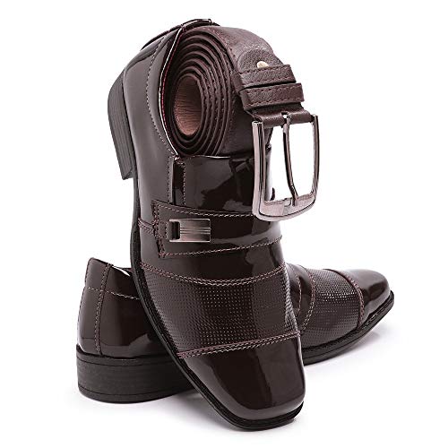 Kit Sapato Social Infantil Cinto 444 Cor:Marrom;Tamanho:31