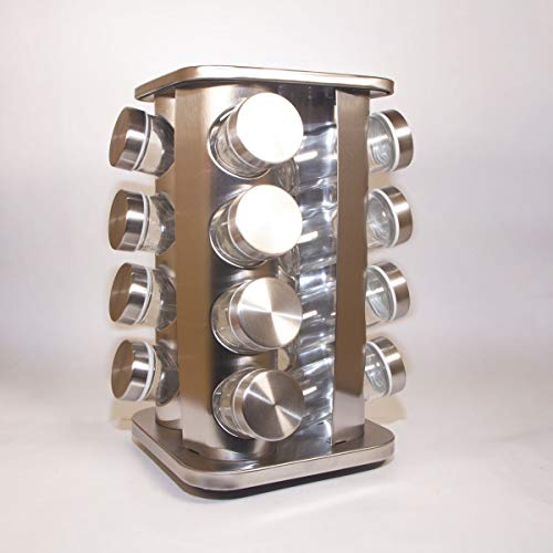 Porta Tempero Condimento Quadrado Inox 16 Potes Giratório (Inox)