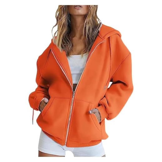 Sweat Zippé Femme Hoodie Veste Printemps À Capuche Zippée Sport Manches Longues Décontracté Pulls, Gilets Et Sweats Jogging Bombers Femmes Mi Saison Chaude Vestes De a Sweatshirts Sweet,2-Orange,M