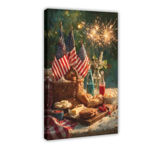 4th of July Patriotic Wall Art American Flag Sparkler Independence