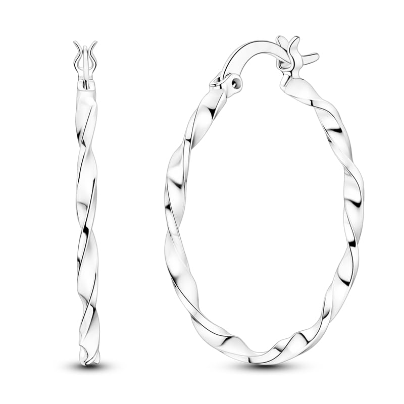 Créoles fines en argent sterling 925 boucles d'oreilles cadeau femme Parmuz