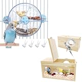 BNOSDM Blue Bird Foraging Toy Creative Feeder Systems with Seed Food Rotating Wheel and Parakeet Nesting Box Transparent Bird Nest Breeding Box with Perch for Budgies, Conures
