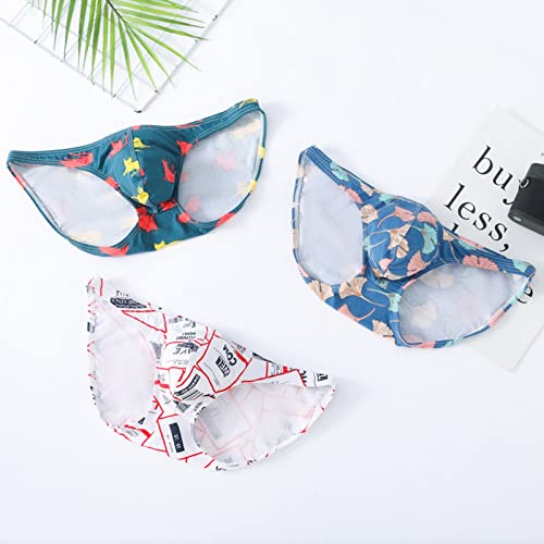 Men's Cotton Underwear Briefs Low Waist Colorful Printed Pants3