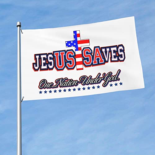 Jesus Saves One Nation Under God Flag Farmhouse Yard Outdoor Decor Outdoor Flags 3X5 Ft #TOP1