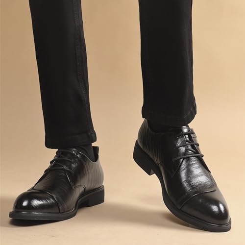 Men’s Genuine Leather Oxfords Dress Shoes, Round Toe Lace-up Comfort Brogue Oxfords Casual Business Work Dress Shoes2