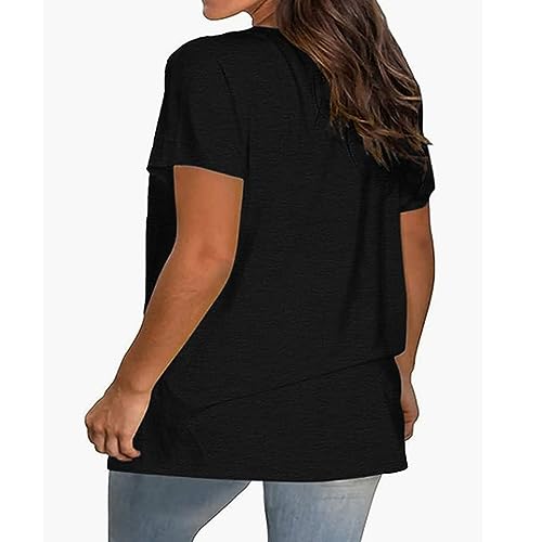 Plus Size Halloween Skull Shirt Women V-Neck Hollow Out Gothic Graphic Horror Tees Loose Short Sleeve T-Shirt Tops3