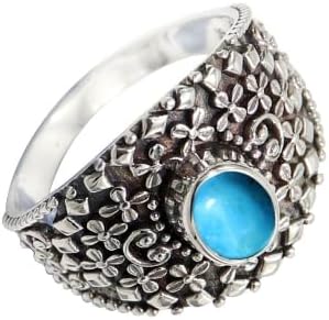SILVERNROCK Turquoise Lab Grown Gemstone Silver plated Meditation Ring Handmade 