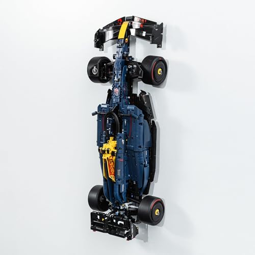 Image of Wall Mount Bracket Compatible with LEGO Technic Red Bull RB20 42206 | Vertical Display Stand Holder for Car Model | Includes Screws and Wall Plugs | LEGO Set Not Included