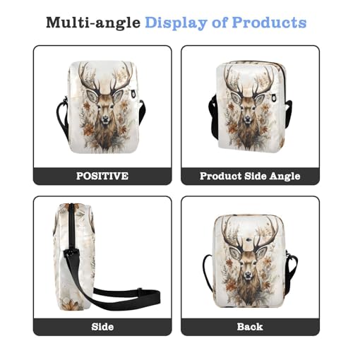 messenger bag green crossbody bags for women Casual Purse Adjustable Strap for Shopping Shopping- Deer Flowers Jungle4