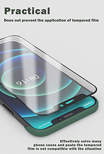 Grecazo Slim Case Fit For Iphone 12 Pro Max Phone Case 6.7"(2020) Ultra-Thin Lightweight Frameless Matte Hard Pc Cover Case With Pull Ring Shockproof Non Slip Rope,Suppor Wireless Charging-Dark Green #TOP4