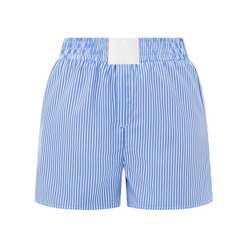 Image of Women Pajamas Shorts Micro Boxer Shorts Y2K Cute Gingham Sleep Lounge Shorts Checkered Plaid Button Pj Mini Shorts