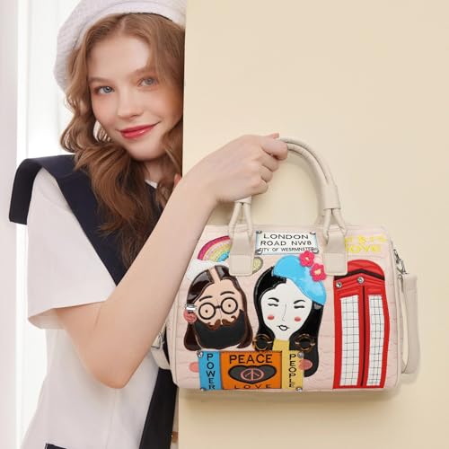 Leather Shoulder Bag for Women Big Boston Bag with Zipper For Work Travel Crossbody Handbag 7