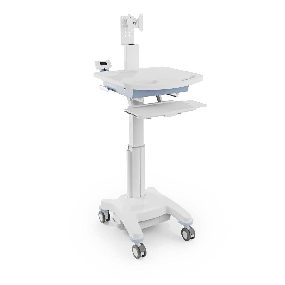 Luxor MCWS003 VitalPower Medical Workstation Cart – Adjustable Mobile Workstation with Rechargeable Battery, Integrated Monitor Mount, LCD Display, and Smooth-Rolling Casters, Standard Size