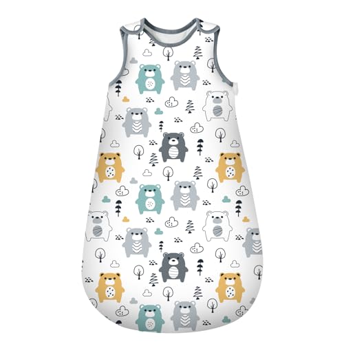 Mosebears Gigoteuse pour bébé pour l'été et Le Printemps, Motif Animal de Dessin animé, Couverture Lavable 1,0 tog pour bébé, Gigoteuse sans Manches...
