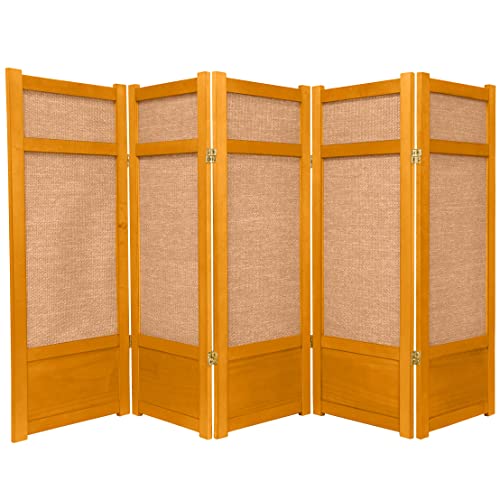 4 ft. Short Low Jute Shoji Screen - 5 Panel - Honey