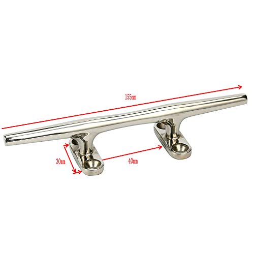 Jy-Marine Stainless Steel Open Base Cleat,Boat Cleats,Rope Cleat,Boat Dock Cleats - Ideal For Marine, Deck,Nautical Decor,Cabinet Pull/Towel Hook/Coat Hanger,6 Inch #TOP1