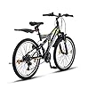 Chillaxx Bike Falcon VTT de 24" et 26", pour garçons, filles, femmes et hommes, 21 vitesses, suspension complète (24", freins V-brake, Noir/Vert citron) #2