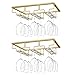 Nuovoware 2PZS Soportes para Copas de Vino, 3 Filas Soporte para Colgar Copas de Vino Debajo del Gabinete para Cocina, Bar, Almacenamiento para Barra de Gabinete de Cocina - Oro