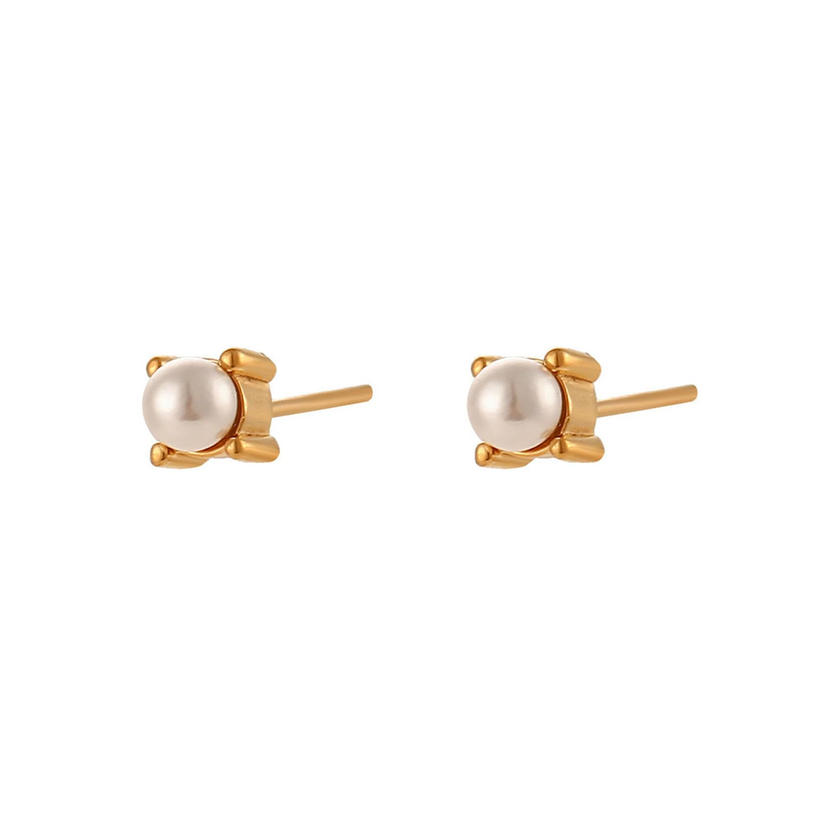 HMJGDHX Edelstahl Perle Zirkon Retro Mini Runde Ohrringe für Frauen Ins Mode Minimalistischen Schmuck Täglichen Party Geschenk