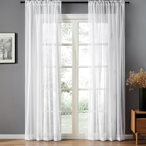 Helweet Tende Trasparenti, Tende Voile, Voile Semi Trasparenti, Adatto Per Camera Da Letto, Soggiorno, Sala Da Pranzo, Balcone, Camera Da Studio, Decorazione Interni Per Ufficio,140x230cm, 1 Coppia
