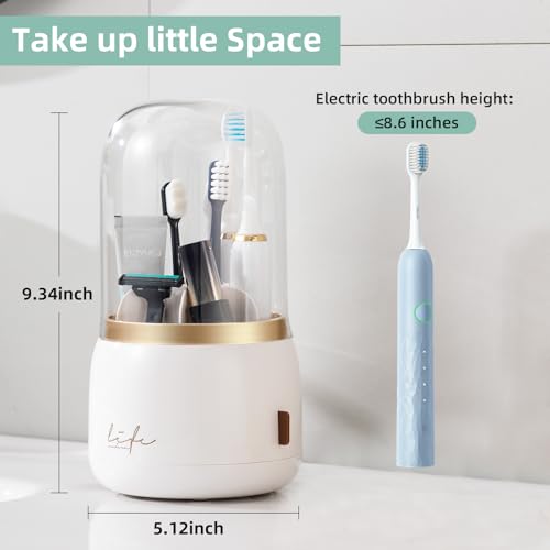 CLOKTA Toothbrush Holders for Bathrooms, Rotating 7 Slots Electric Toothbrush Holders with Cover, Countertop Toothpaste Organizers (White) by CLOKTA - Image 5