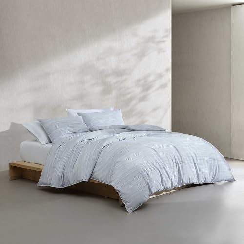 Calvin Klein - King Comforter Set, Crisp & Tailored Cooling Bedding w/a Naturally Smooth Cotton Percale Lightweight Feel – 3 Piece Bed Set with Matching Pillowcases (Wavy Striped Blue) by Calvin Klein - Image 2